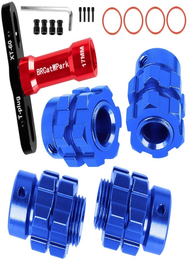 مجموعة ترقيات محرك محور العجلة BRCatWPark RC مقاس 17 مم سداسي، ممتدة 6 مم، لسيارات E-Maxx/T-Maxx/E-Revo/Revo/Summit بمقياس 1/10، تتضمن 4 قطع من محولات محور العجلة السداسية المصنوعة من الألومنيوم مع صواميل ومفتاح ربط، بديل للجزء رقم 6469 5854، لون أزرق داكن - Image 1